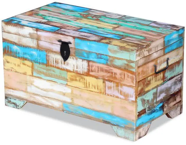 Alt view image 14 of 14 - vidaXL Storage Chest Solid Reclaimed Wood Box Entryway Trunk hallway Bench