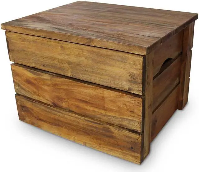 Alt view image 4 of 20 - vidaXL Solid Reclaimed Wood Storage Crate Set 2 Piece Box Trunk Toy Organizer