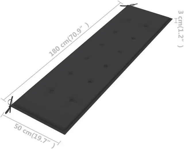 Alt view image 11 of 13 - vidaXL Bench Cushion Water Repellent Garden Cushion Anthracite Oxford Fabric