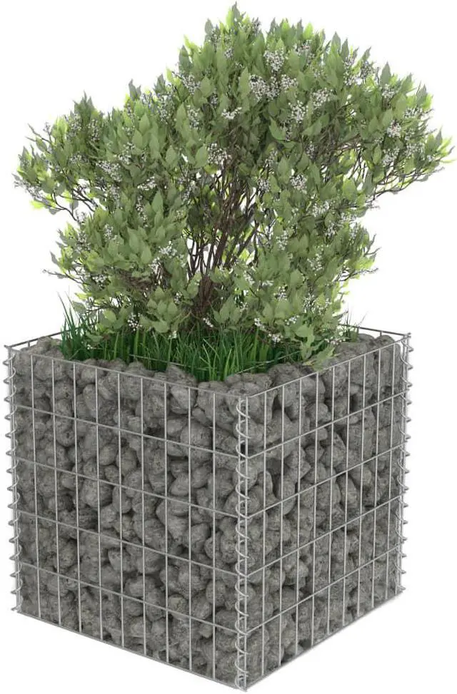 Alt view image 3 of 10 - vidaXL Gabion Raised Bed Galvanized Steel 19.7"x19.7"x19.7" Stone Baskets Cage