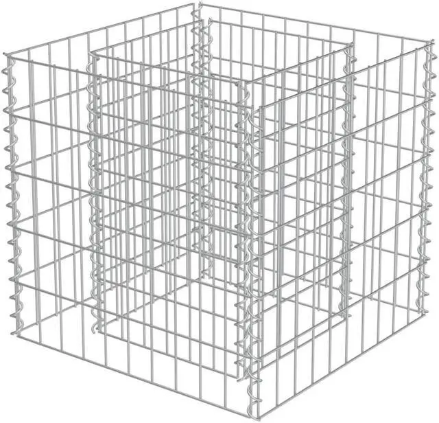 Alt view image 2 of 10 - vidaXL Gabion Raised Bed Galvanized Steel 19.7"x19.7"x19.7" Stone Baskets Cage