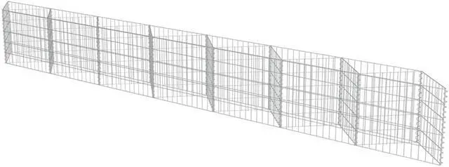 Alt view image 3 of 18 - vidaXL Gabion Wall Galvanized Steel 177.2"x11.8"x19.7" Stone Basket Cage Fence