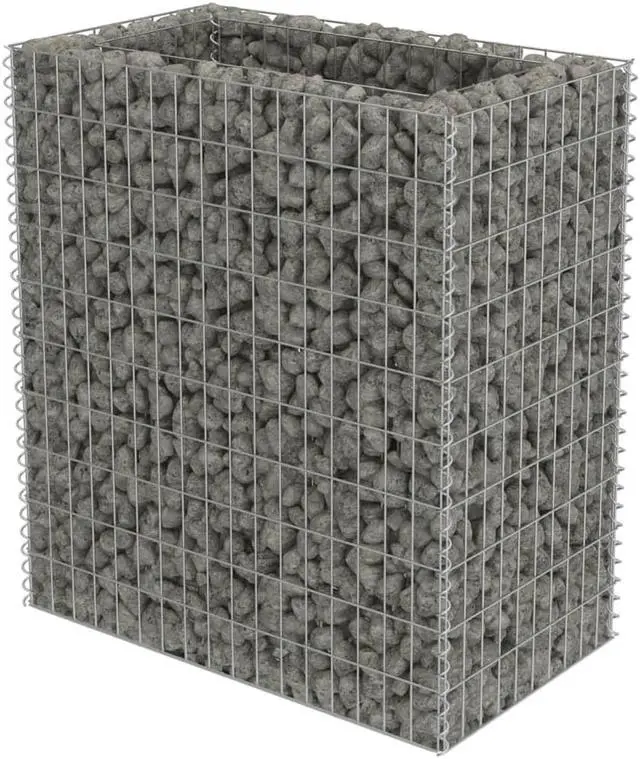 Alt view image 2 of 10 - vidaXL Gabion Raised Bed Galvanized Steel 35.4"x19.7"x39.4" Stone Baskets Cage