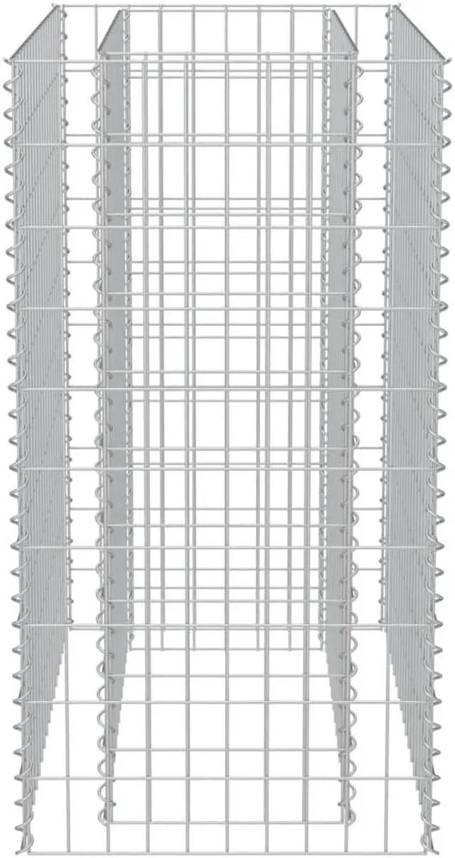 Alt view image 6 of 10 - vidaXL Gabion Raised Bed Galvanized Steel 35.4"x19.7"x39.4" Stone Baskets Cage