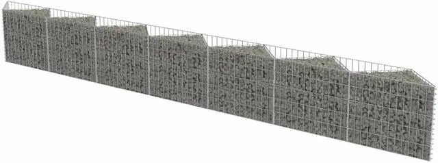 Alt view image 4 of 18 - vidaXL Gabion Wall Galvanized Steel 177.2"x11.8"x19.7" Stone Basket Cage Fence