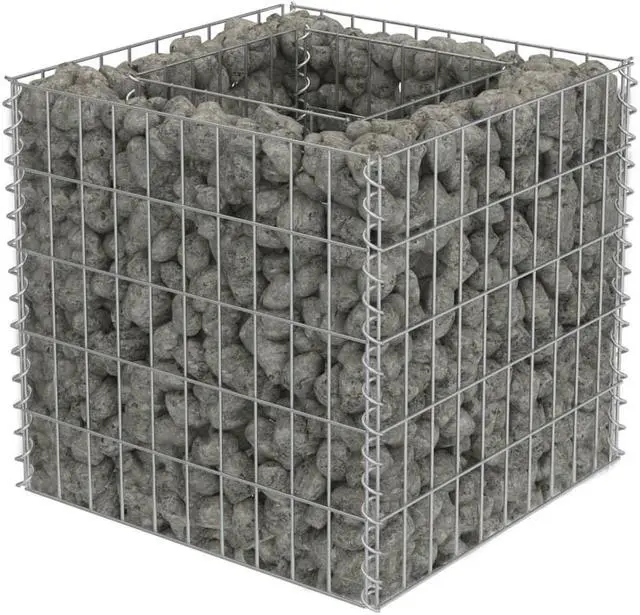 Alt view image 4 of 10 - vidaXL Gabion Raised Bed Galvanized Steel 19.7"x19.7"x19.7" Stone Baskets Cage