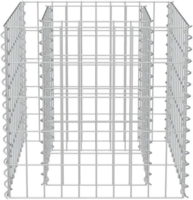 Alt view image 5 of 10 - vidaXL Gabion Raised Bed Galvanized Steel 19.7"x19.7"x19.7" Stone Baskets Cage