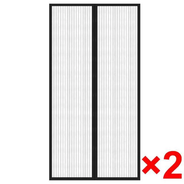 Alt view image 5 of 10 - vidaXL Insect Door Curtains 2 pcs 82.7"x39.4" Magnet Black