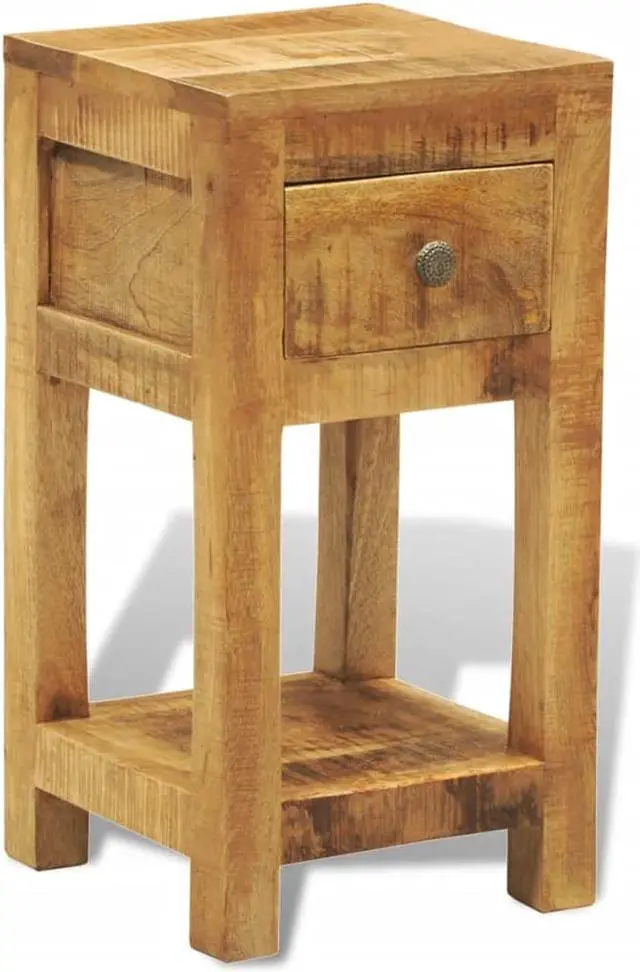 Alt view image 3 of 11 - vidaXL Solid Mango Wood Side End Table Storage Cabinet Nightstand 1 Drawer
