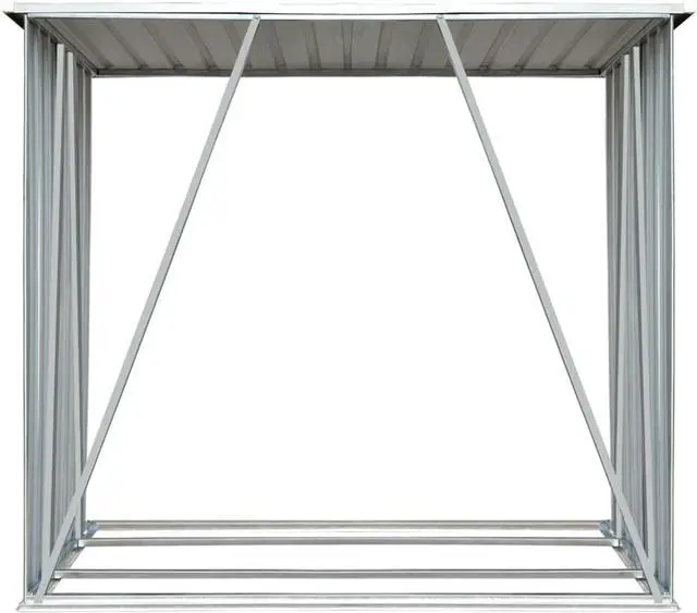 Alt view image 4 of 11 - vidaXL Firewood Rack Log Storage Holder Stand with Roof Galvanized Steel 64.2"
