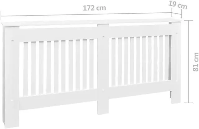 Alt view image 7 of 7 - vidaXL Radiator Cover Cabinet 2 Pcs Radiator Guard for Home Office White MDF