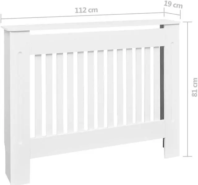 Alt view image 7 of 7 - vidaXL Radiator Cover Cabinet 2 Pcs Radiator Guard for Home Office White MDF