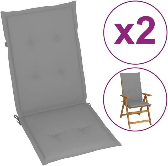 Main image of vidaXL Chair Cushion 2 Pcs Outdoor Garden High Back Chair Cushion Gray Fabric