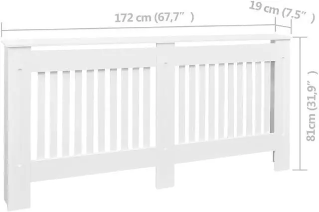 Alt view image 4 of 8 - vidaXL Radiator Cover Radiator Guard for Home Office Heater Cover White MDF