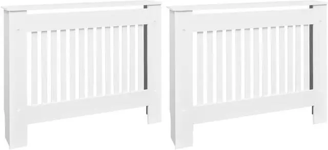 Alt view image 2 of 7 - vidaXL Radiator Cover Cabinet 2 Pcs Radiator Guard for Home Office White MDF