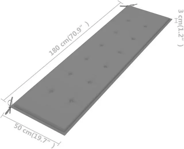 Alt view image 10 of 12 - vidaXL Bench Cushion Water Repellent Garden Seat Cushion Gray Oxford Fabric