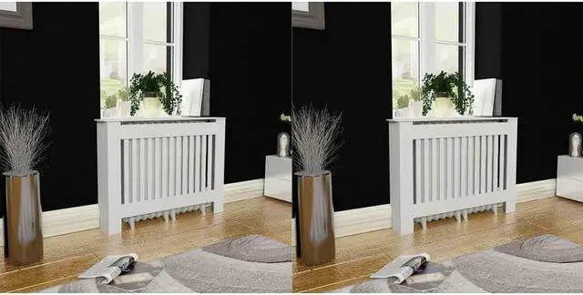 Main image of vidaXL Radiator Cover Cabinet 2 Pcs Radiator Guard for Home Office White MDF