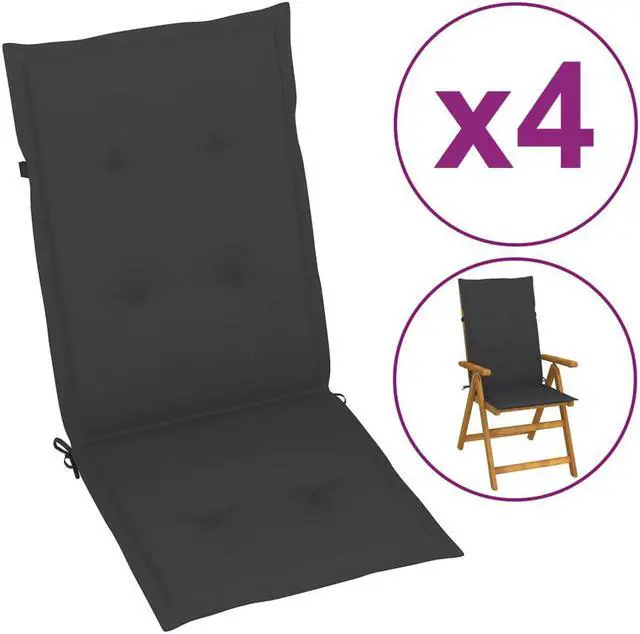 Main image of vidaXL Chair Cushion 4 Pcs Garden High Back Chair Cushion Anthracite Fabric