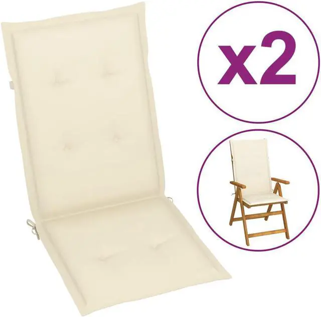 Main image of vidaXL Chair Cushion 2 Pcs Outdoor Garden High Back Chair Cushion Cream Fabric