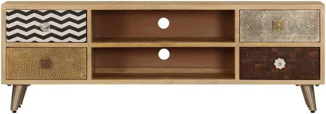 Alt view image 6 of 14 - vidaXL TV Stand TV Unit Sideboard TV Console Media Cabinet Solid Mango Wood