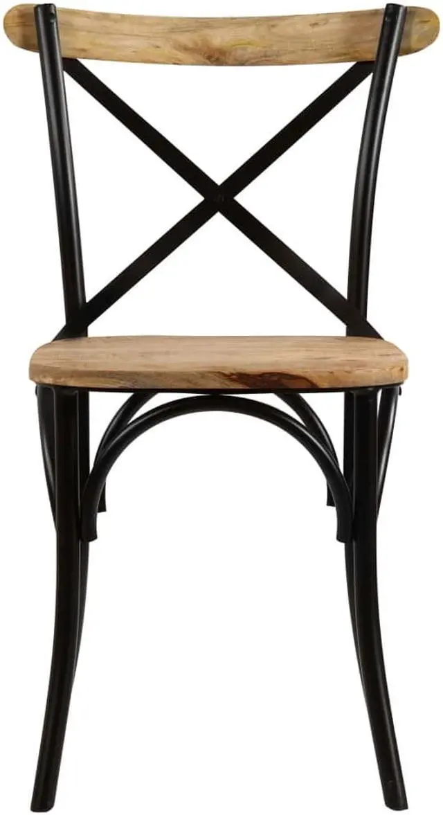 Alt view image 4 of 11 - vidaXL Dining Chair 2 Pcs Cross Back Chair for Kitchen Black Solid Wood Mango