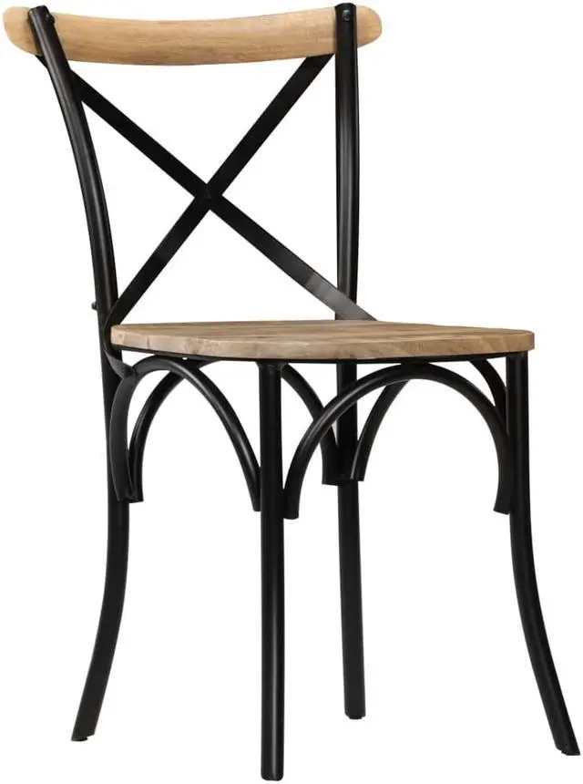 Alt view image 3 of 11 - vidaXL Dining Chair 2 Pcs Cross Back Chair for Kitchen Black Solid Wood Mango