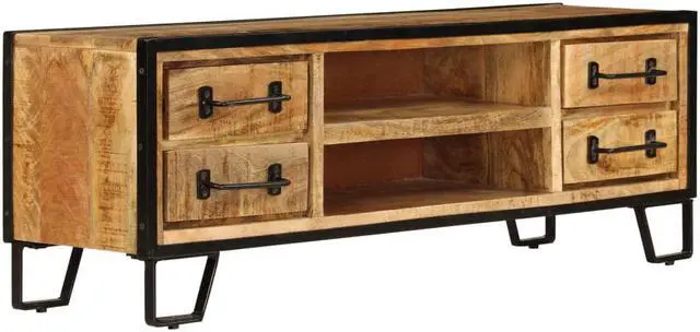 Alt view image 7 of 11 - vidaXL TV Stand TV Unit Sideboard TV Console with Drawers Solid Mango Wood