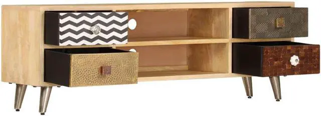 Alt view image 7 of 14 - vidaXL TV Stand TV Unit Sideboard TV Console Media Cabinet Solid Mango Wood