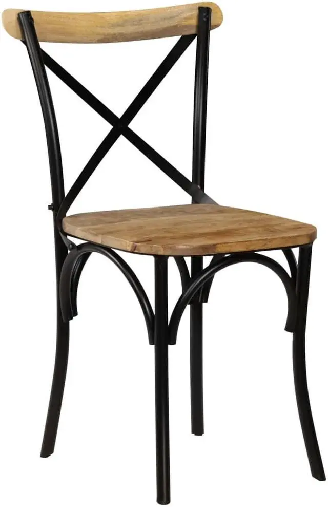 Alt view image 2 of 11 - vidaXL Dining Chair 2 Pcs Cross Back Chair for Kitchen Black Solid Wood Mango