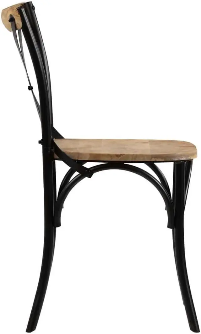 Alt view image 5 of 11 - vidaXL Dining Chair 2 Pcs Cross Back Chair for Kitchen Black Solid Wood Mango