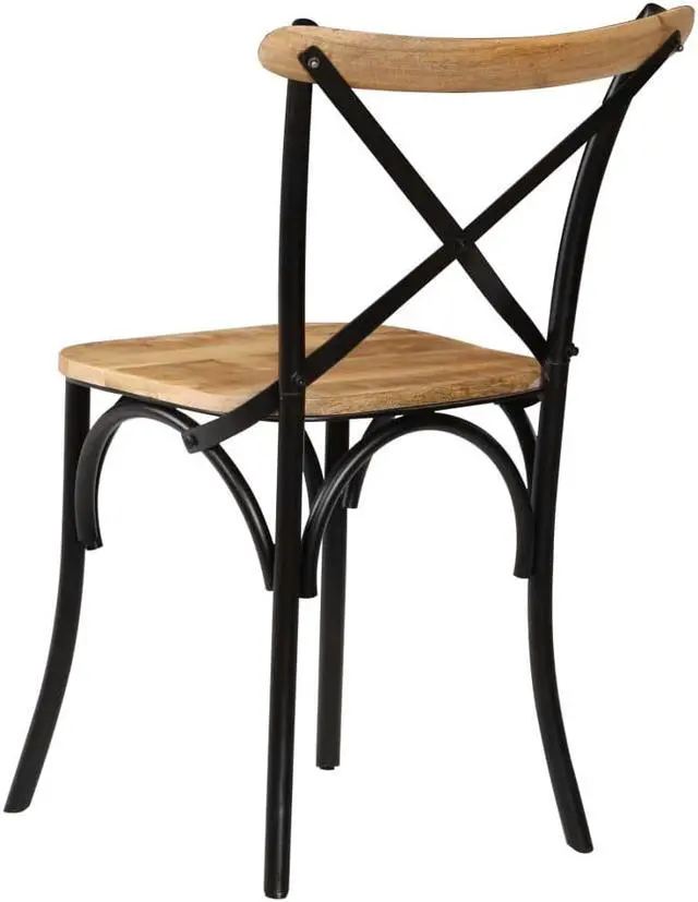 Alt view image 6 of 11 - vidaXL Dining Chair 2 Pcs Cross Back Chair for Kitchen Black Solid Wood Mango