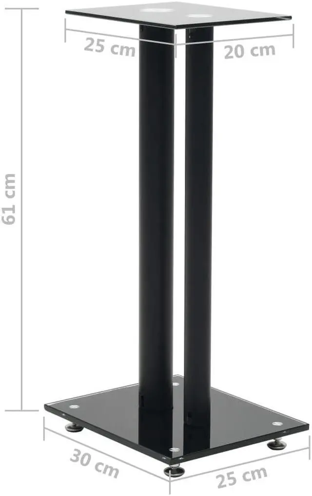 Alt view image 7 of 13 - vidaXL Speaker Stands Speaker Holder 2 Pcs Tempered Glass 2 Pillars Design Black