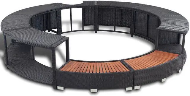Alt view image 5 of 6 - vidaXL Spa Surround Poly Rattan Black