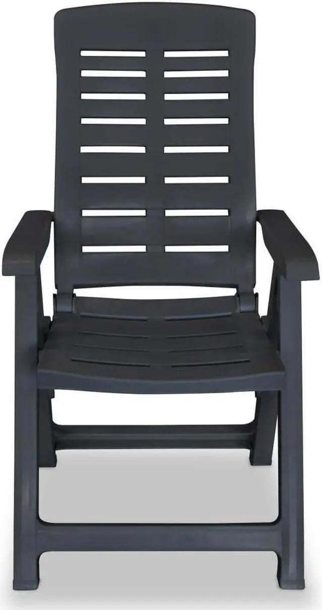 Alt view image 9 of 14 - vidaXL Reclining Garden Chairs 2 pcs Plastic Anthracite