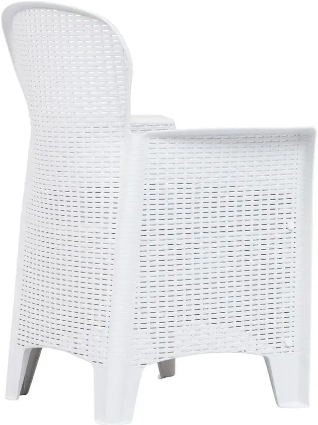 Alt view image 3 of 14 - vidaXL Patio Chairs 2 Pcs Dining Chair with Cushion White Plastic Rattan Look