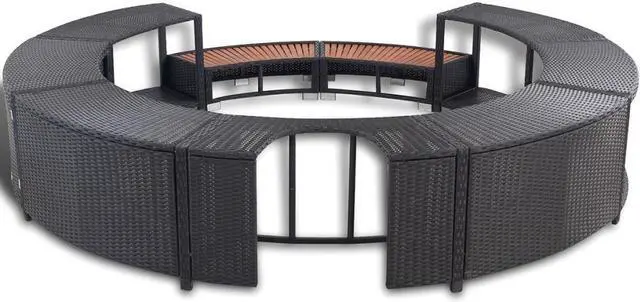 Alt view image 6 of 6 - vidaXL Spa Surround Poly Rattan Black