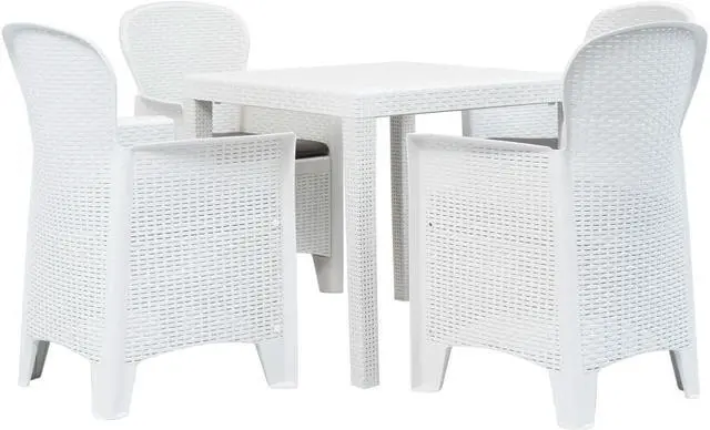 Main image of vidaXL Patio Bistro Set 5 Piece Patio Furniture Set Table Chair Plastic White