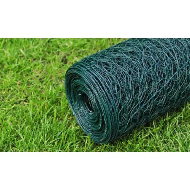 Alt view image 6 of 7 - vidaXL Mesh Fence Galvanised Steel Hexagon 3.28"x82' Dark Green