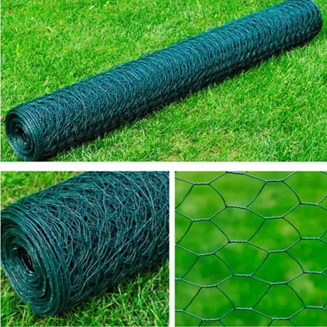 Alt view image 7 of 7 - vidaXL Mesh Fence Galvanised Steel Hexagon 3.28"x82' Dark Green