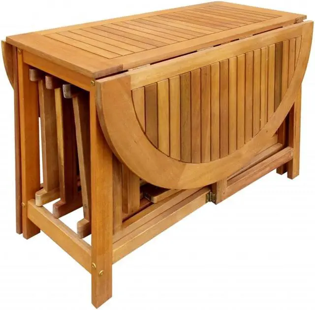 Alt view image 9 of 11 - vidaXL 5 Piece Folding Outdoor Dining Set Solid Acacia Wood