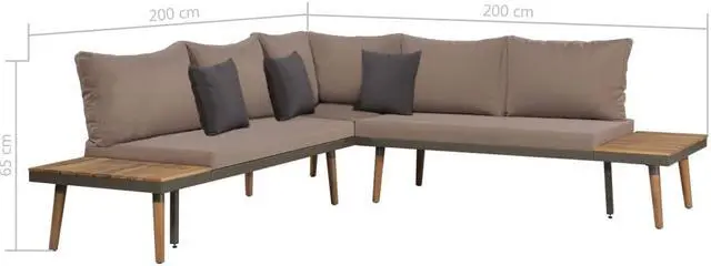 Alt view image 7 of 7 - vidaXL Patio Furniture Set 4 Piece Sofa with Table Solid Acacia Wood Brown