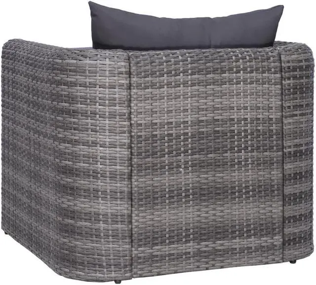 Alt view image 3 of 14 - vidaXL Patio Chair All Weather Outdoor Furniture with Cushion Poly Rattan Gray