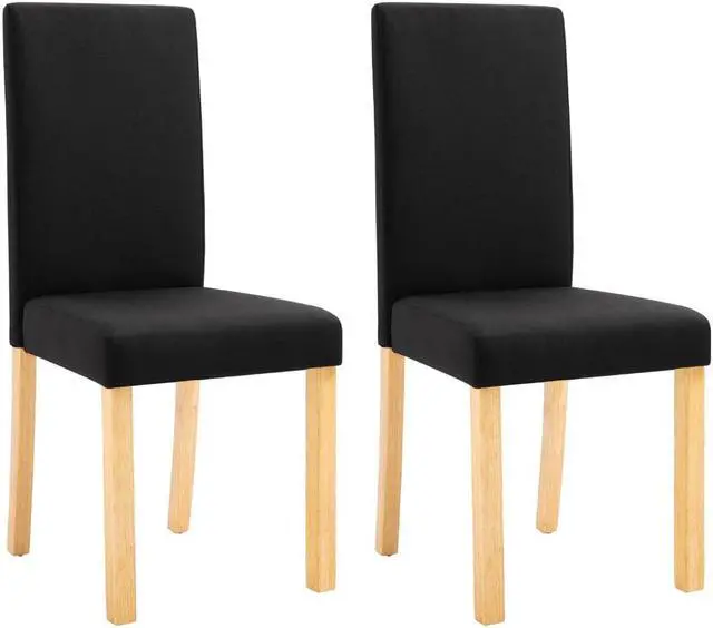 Alt view image 2 of 11 - vidaXL Dining Chairs 2 Pcs Accent Side Chair with Solid Wood Legs Black Fabric