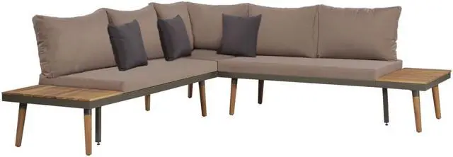 Alt view image 2 of 7 - vidaXL Patio Furniture Set 4 Piece Sofa with Table Solid Acacia Wood Brown