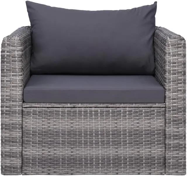 Alt view image 2 of 14 - vidaXL Patio Chair All Weather Outdoor Furniture with Cushion Poly Rattan Gray