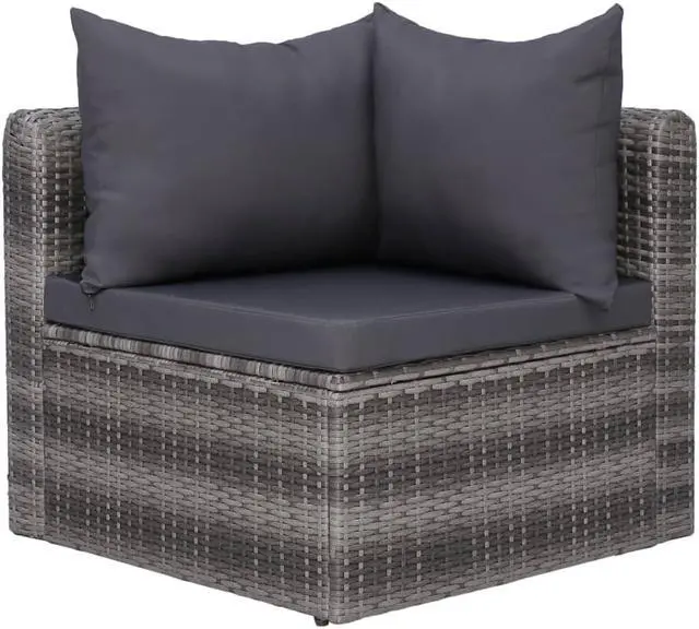 Alt view image 6 of 7 - vidaXL Patio Sofa Set Sectional Sofa Outdoor Furniture 5 Piece Poly Rattan Gray