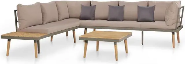 Main image of vidaXLPatio Sofa Set Sectional Sofa Outdoor Furniture 6 Piece Poly Rattan Gray