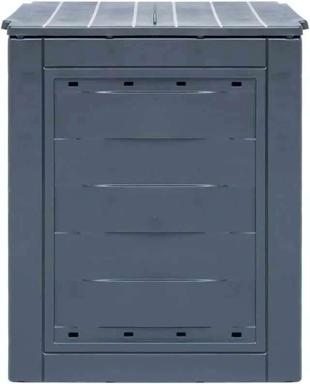 Alt view image 4 of 11 - vidaXL Garden Composter Trash Can Outdoor Compost Bin with Lid Gray Plastic