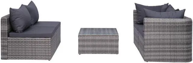 Alt view image 2 of 7 - vidaXL Patio Sofa Set Sectional Sofa Outdoor Furniture 5 Piece Poly Rattan Gray