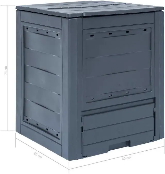 Alt view image 7 of 11 - vidaXL Garden Composter Trash Can Outdoor Compost Bin with Lid Gray Plastic